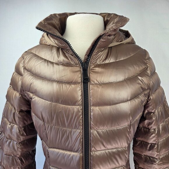 Calvin Klein Packable Hooded Premium Down Puffer Coat  Brown Size Medium - Picture 6 of 16
